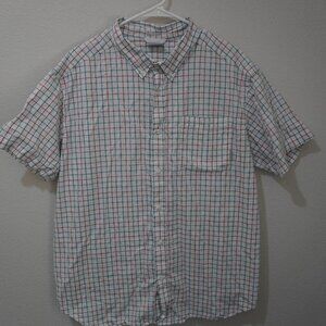 Men's Columbia Button Down - White / Plaid - Short Sleeve - Size XL Regu…